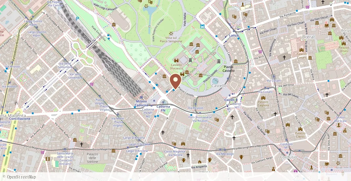 Mappa della zona di Piazza Castello 19, Milano